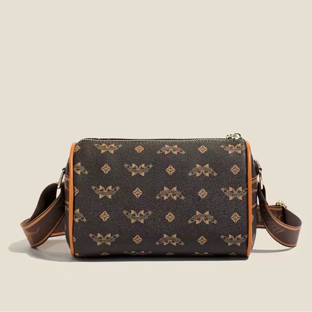 NWT Brown Monogram Crossbody Bag with Faux Leather Trim - Picture 9 of 16